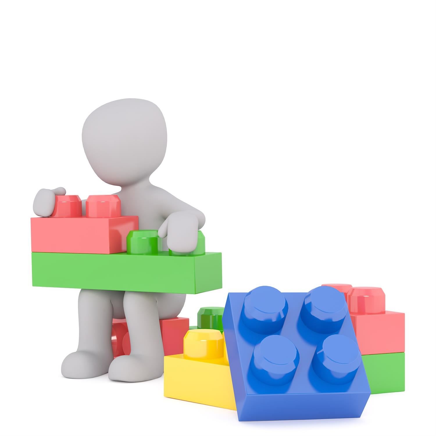  cartoon of child playing with legos